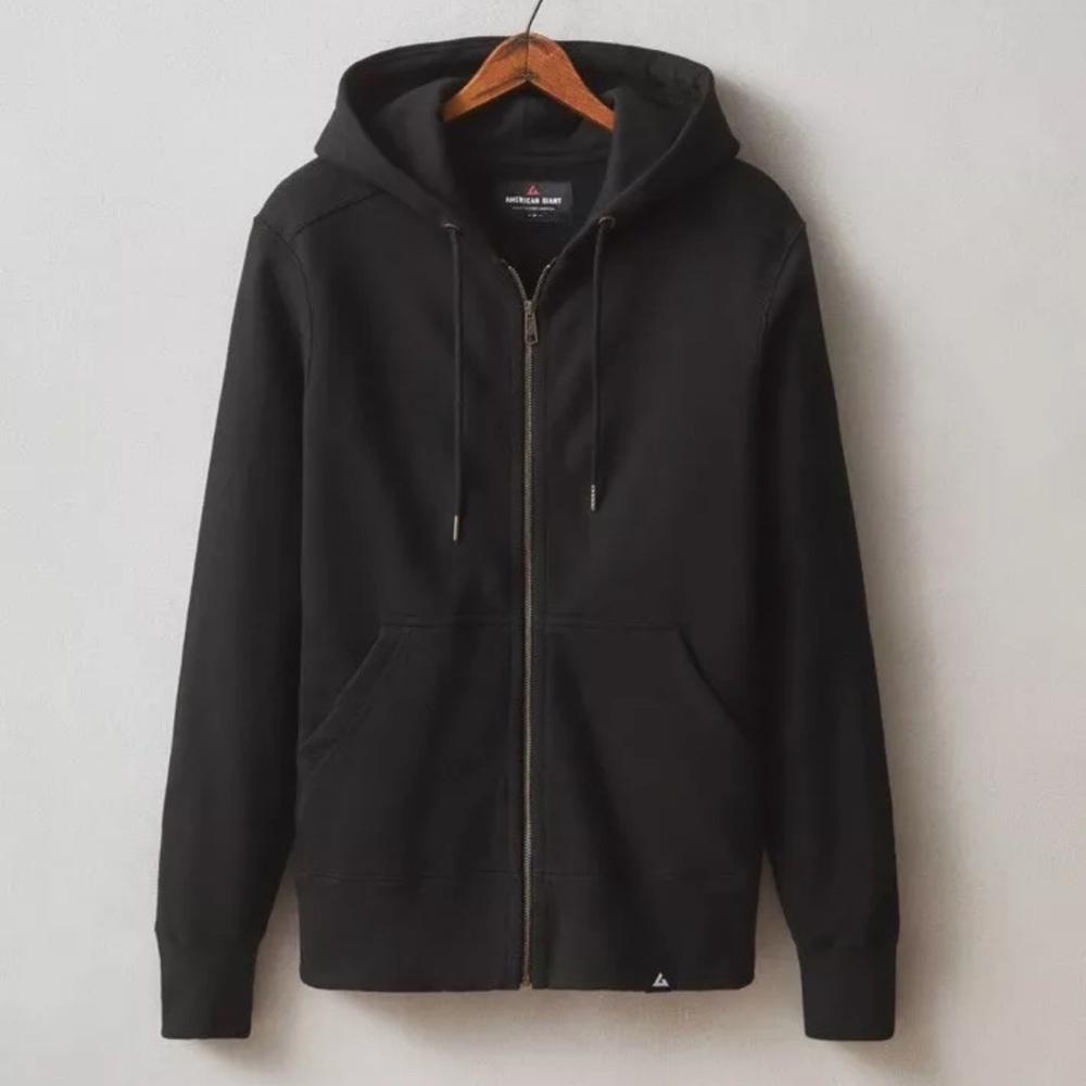 American Giant Mens Classic Full Zip Hoodie Sweatshirt Small New Black